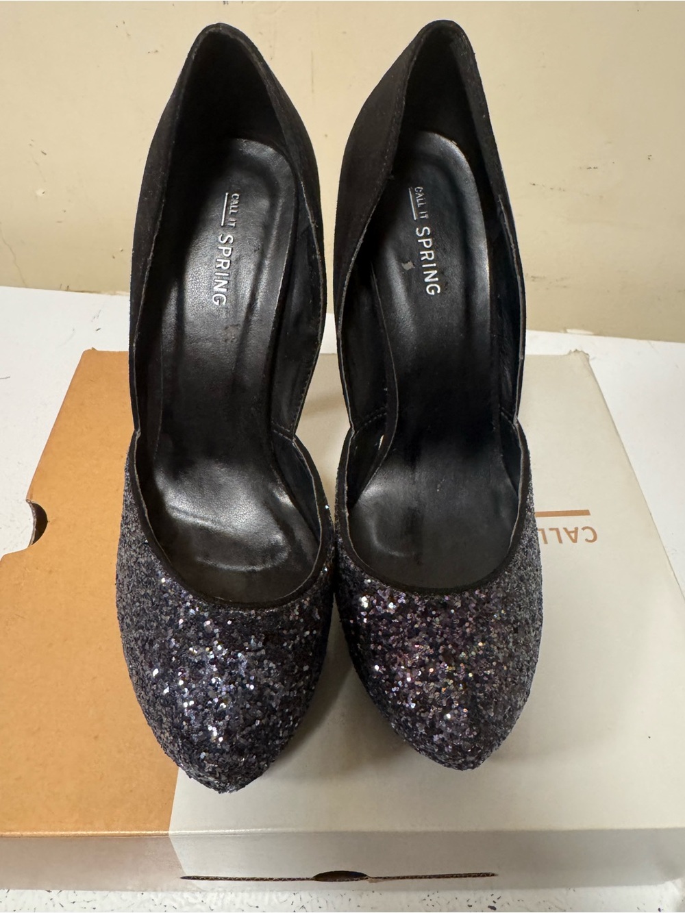 Black and Charcoal Glitter Women's High Heel Pumps - Picture 5 of 5